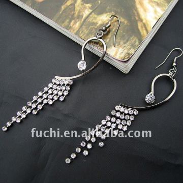 Fashion long rhinestone earring/alloy earring