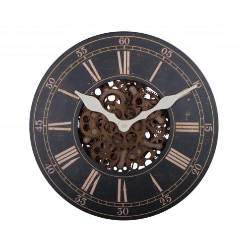 Grande horloge murale suspendue en bois