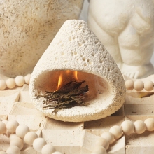 Scandinavian Wabi-Sabi Incense Holder - Black Art Cement Plate