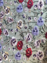 Multi-color flowers mesh embroidery Fabirc