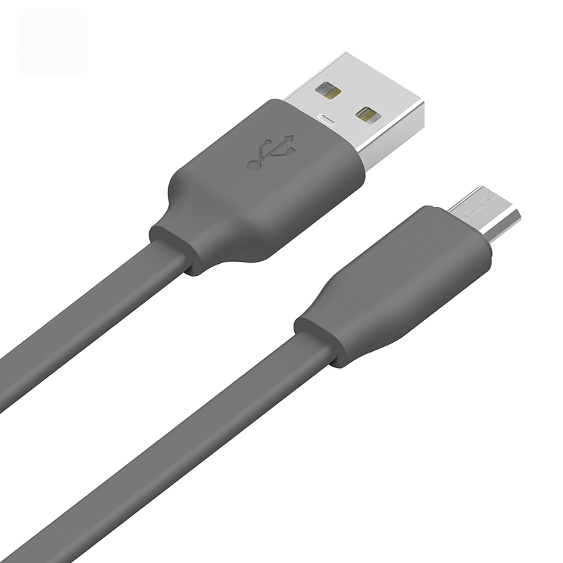 OEM ODM Manufacturer  Fast Speed USB 2.0 to Micro USB Flat  Phone Charging and Data Aux Cable White PVC for Cellphone Android