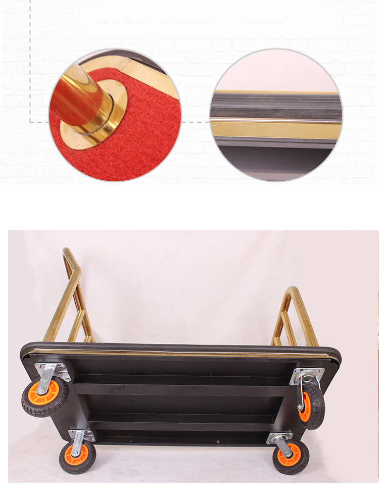 Best Choice High Quality Popular Design Titanium Gold Plated Hotel Luggage Cart Bellman Cart Trolley service