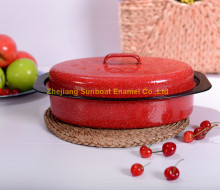 13" Cast Iron Enamel Oval Roaster