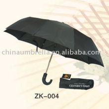 Auto 2 folding umbrella with crooked handle