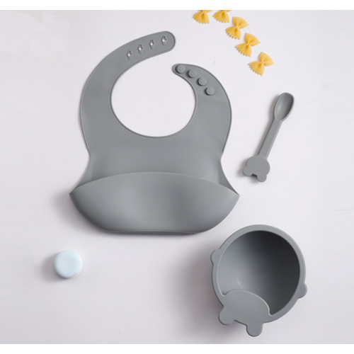 Kustom Silicone Baby Feeding Set Bib Sendok Bowl