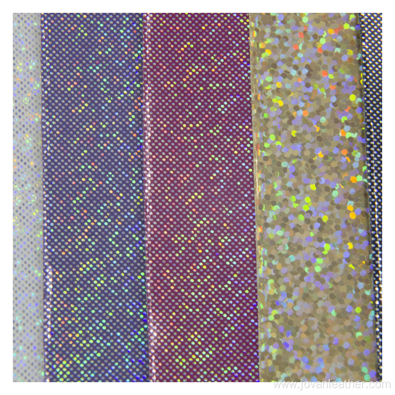 Glitter Laser Artificial Leather Fabric Holographic Crafts