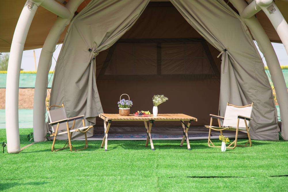 Carpa de campamento inflable en forma de durazno