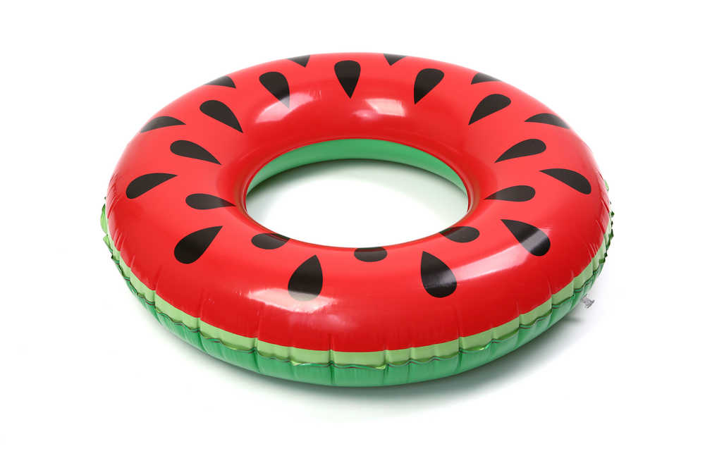 Summer water play Inflatable PVC printed watermelon swim ring 