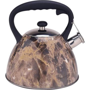 Hervidor de té silbido de acero inoxidable con patrón marrón