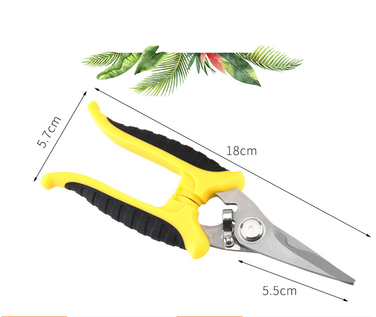 Non-slip handle Stainless steel garden scissors pruning tree branch shears fruit tree pruning black/yellow handle scissors