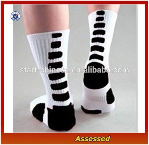 2015 Custom White Black Sport Elite Dri-fit Fabric Basketball Socks/Custom Elite Socks Mens/Wholesale Elite Socks---AMY1502038