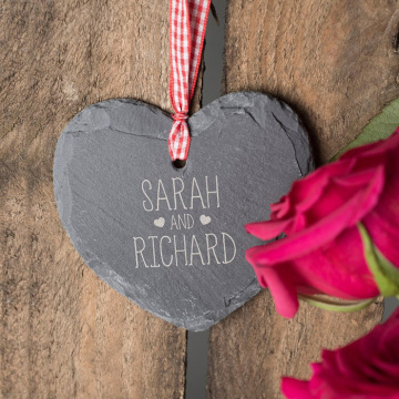 Personalized Heart Shape Laser Engraved Craft Art Hanging (10x9 cm)
