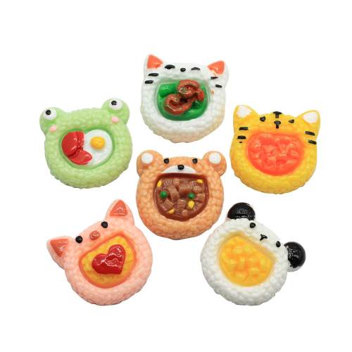 Kawaii Animal Head Food Mixed Resin Cabochon Flatback Tiger Frog Craft for Children Hairpin Making Scrapbook Decorations