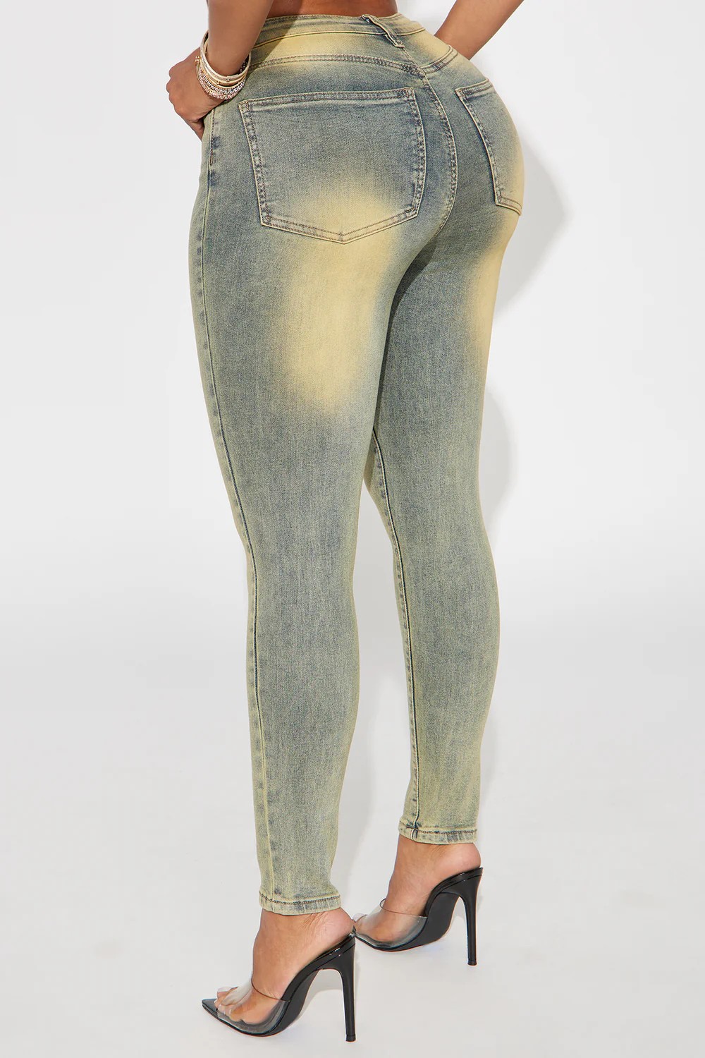Высокие джинсы скинни - винтажная стирание1 High Rise Skinny Jeans - Vintage Wash1