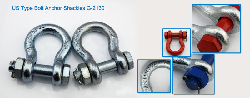 Us Type G-2130 Red Pin Galvanised Bow Shackle