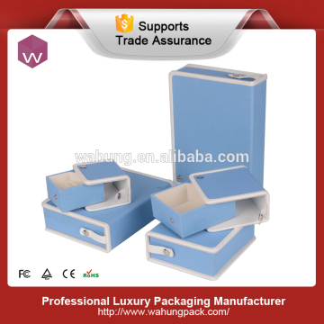 blue fabric covered plastic jewelry gift boxes (WH-3626)