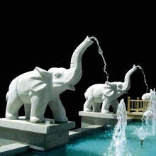 Hot sale home decoration stone carving and statues marble elephant fountain