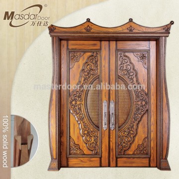 Luxury carved wooden exterior double doors