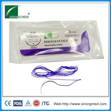 High quality synthetic surgical PGA ( Polyglycolic acid ) absorbable suture