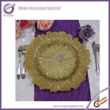 18900 infinity wholesale floral sponge glass gold charger plates