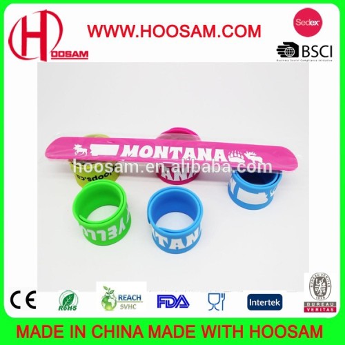 silicone slap bracelet Wholesale customize logo silicone slap bracelet slap band