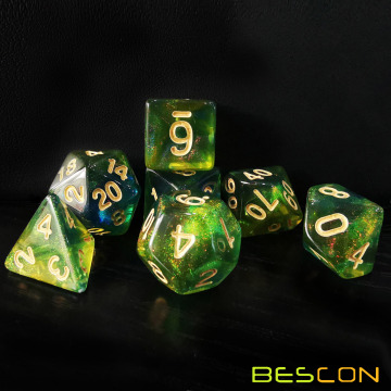 Dix transparents en acrylique avec paillettes de couleur de couleur Moonstone, pour RPG MTG Table Game Dice