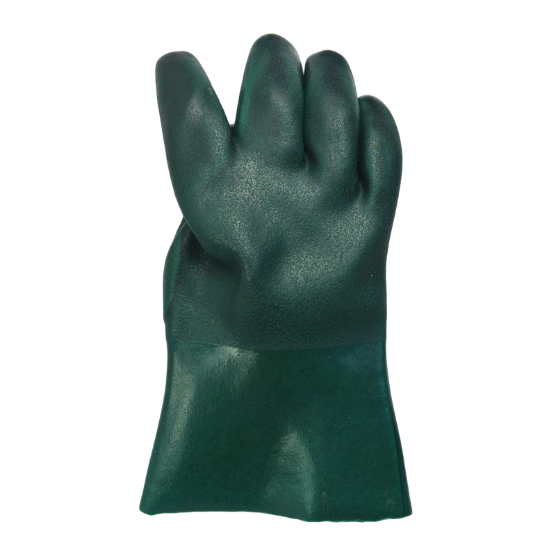 Guantes de PVC bañados verdes verdes 11 pulgadas