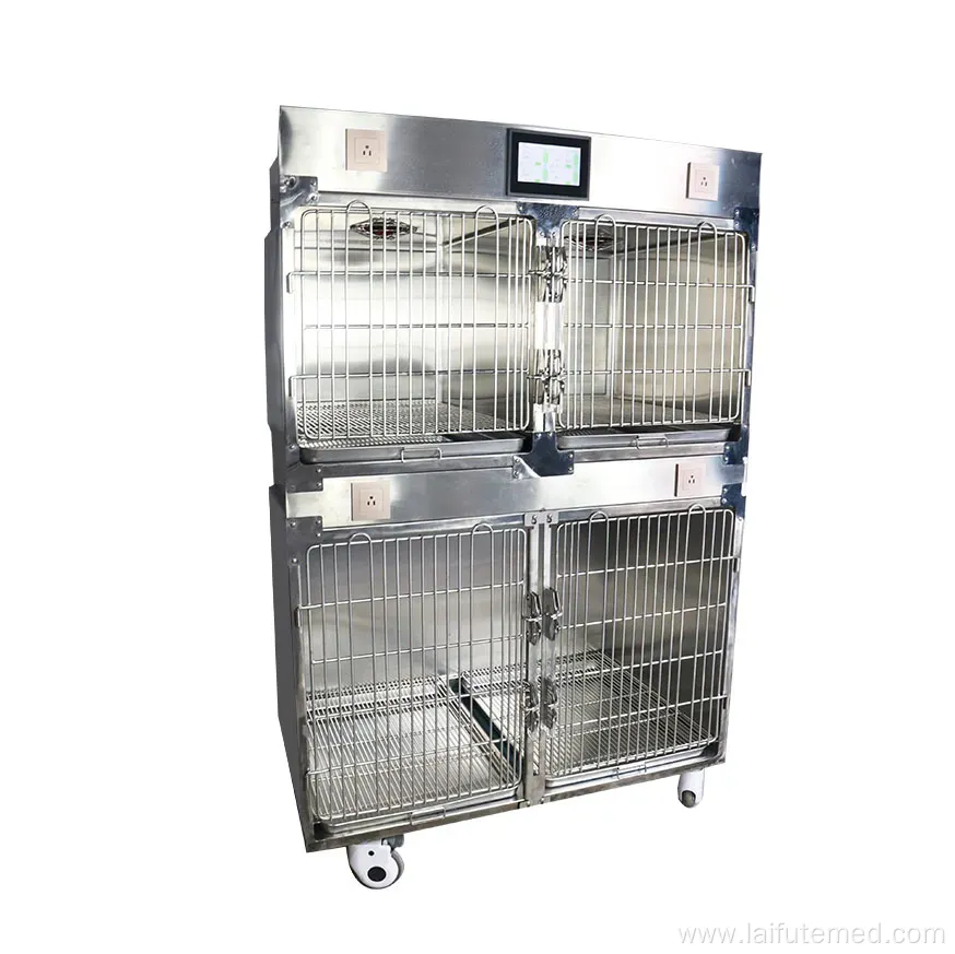 Best Quality Hospital Vet Equipment Stainless Steel 304 Animals Pet Clinic ICU Cage Oxygen Cage