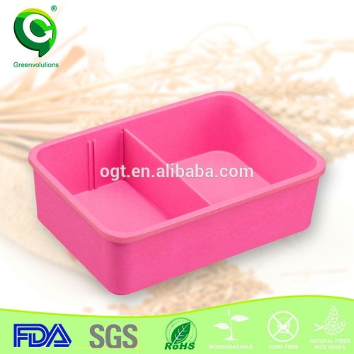 Christmas organic rice husk fiber cardboard bento lunch box