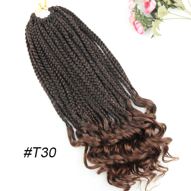 Julianna 14 18 24 Inch Ombre Black Brown Crochet Braids Synthetic Braiding Hair Extensions Box Braids With Curly End