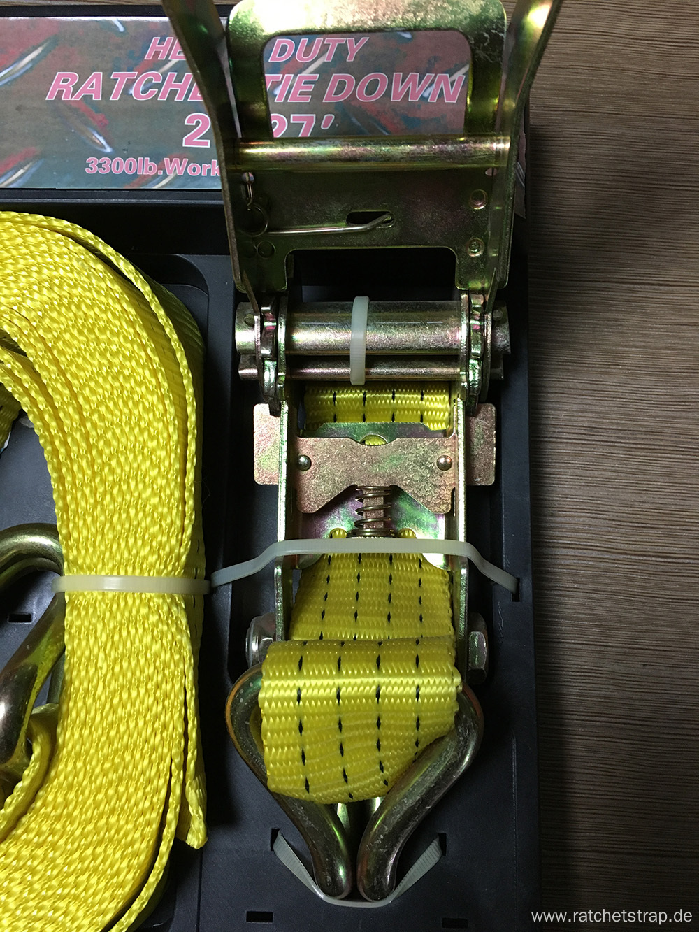 Packaged Ratchet Tie Down Yellow Lashing Belt with 4540KGS