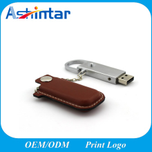 Metal USB Flash Memory Leather Keyring USB Stick Customed Logo USB Flash Drive