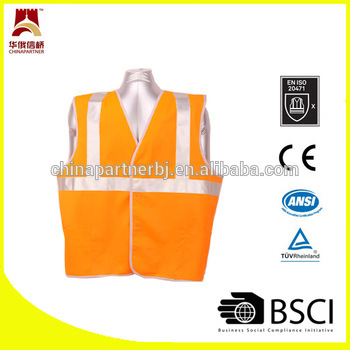 Orange knitted buttons safety reflective vest