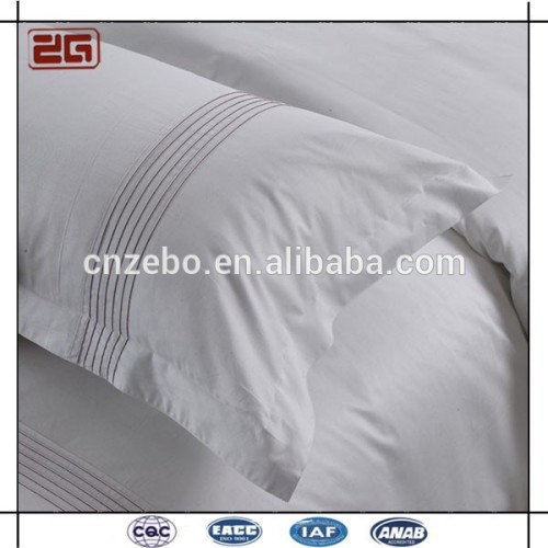 Hot Sale White Sateen Fabric with Embroidery Logo Hotel Pillow Case