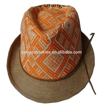 Orange color fedora hats, SP16 cut & sewn fabric hats, fashion design hats