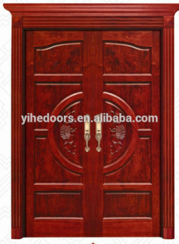 Front double door designs/double main front solid wood door with caving