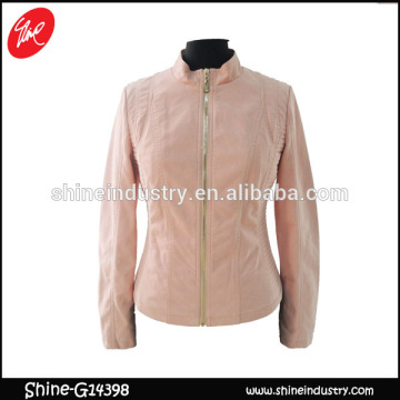 slim fit pink zipper women's jackets