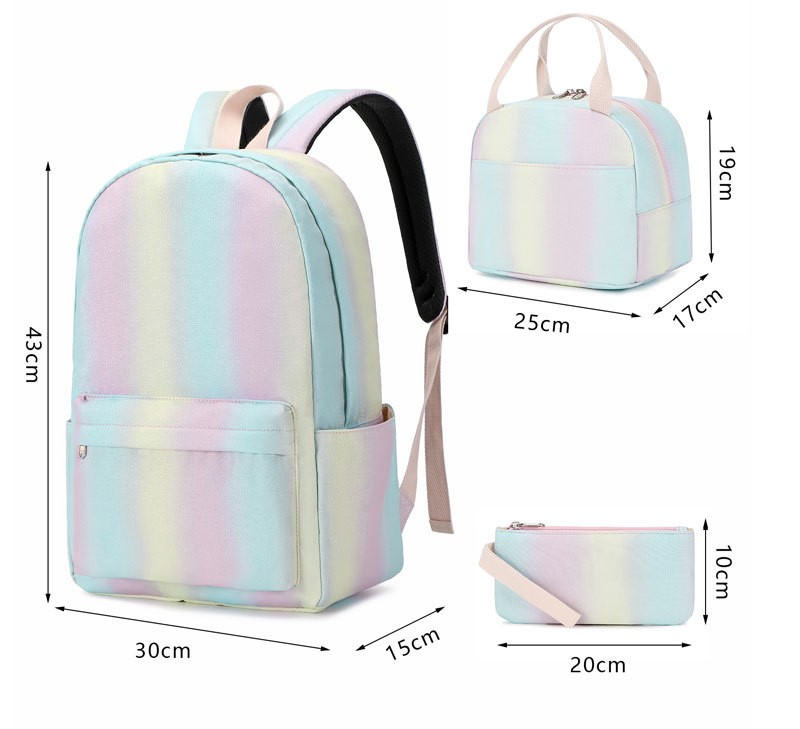 2022 Girls tie dye picnic schoolbags set laptop backpacks insulated cooler bag cute rainbow arket backpack for kid