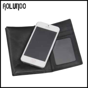 Black leather wallet with mobile phone holder card holder wholesale 2016