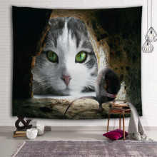 Katze Blick auf Scared Mouse Tapisserie Tier einzigartige Wandbehang 3D Print Wandteppich für Kinder Wohnzimmer Schlafzimmer Home Dorm Decor