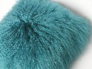 Tibetan Lamb Fur Pillow Turquoise