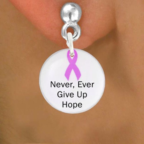 Lead, Cadmium, & Nickle Free Pink Ribbon - Never, Ever Give Up Charm Earring
