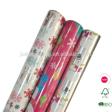 New christmas designs gift wrapping paper metallic paper