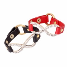 Leather Bracelet, Fashion Silver Jewelry Crystal PU Stingray Leather Bracelet, Bracelet Jewelry Hinge Bracelets Wholesale PT2161