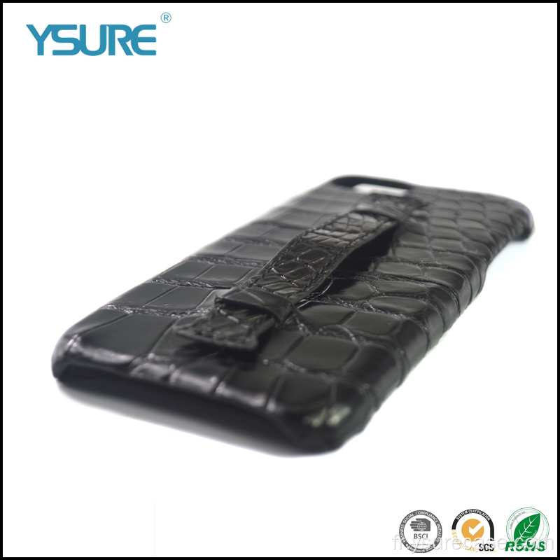 Étui en cuir authentique pour iPhone13 avec une peau de crocodile
