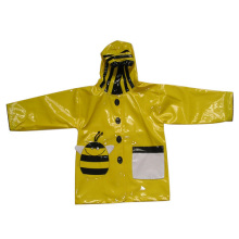 kids childrens hooded pu raincoats