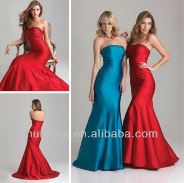 Taffeta Trumpet Sweet Heart Teal Colored Bridesmaid Dresses