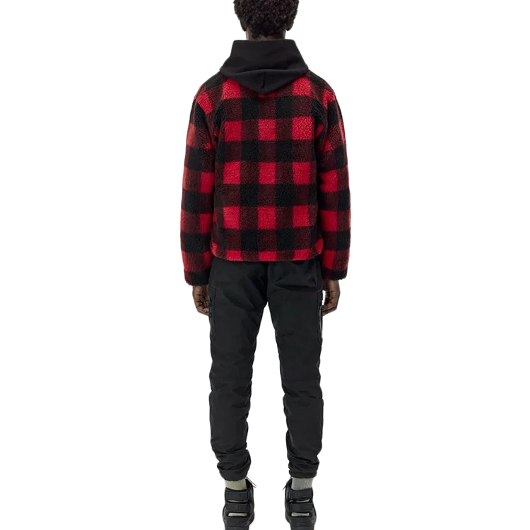 Plaid Sherpa Zip Up Jacket