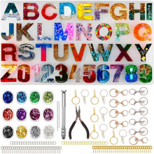 INTODIY 117pcs Resin Molds Alphabet Number Silicone Mold for DIY Keychains Jewelry