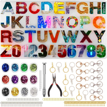 INTODIY 117pcs Resin Molds Alphabet Number Silicone Mold for DIY Keychains Jewelry